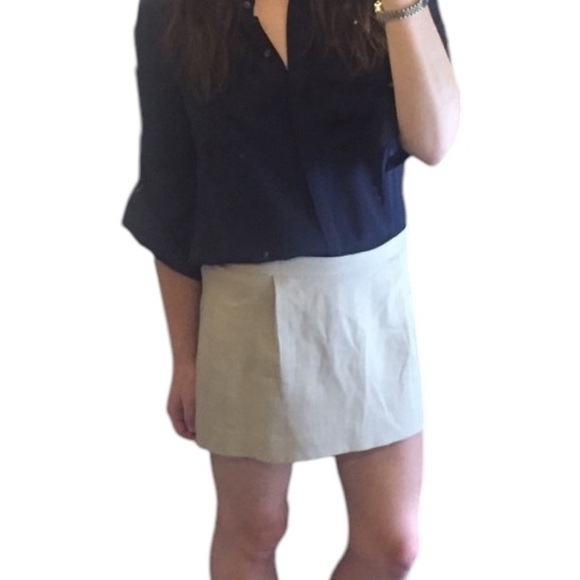 Vintage Beige Linen Mini Skirt - Picture 7 of 14